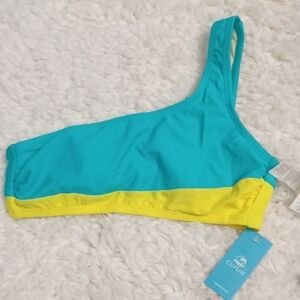 Cushe Aqua Blue and Yellow Bikini Top